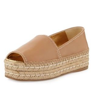 Authentic PRADA platform leather Napa Espadrilles